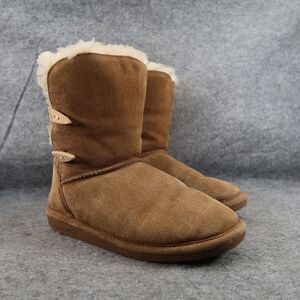 Bearpaw Shoes Womens 9 Boots Winter Shearling Abigail Suede Sheepskin Wool Brown
